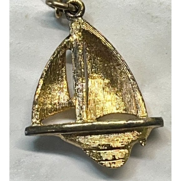 Vintage Monet Charm Sailboat Nautical Gold Tone for Bracelet Beach Ship Boat - Picture 6 of 6